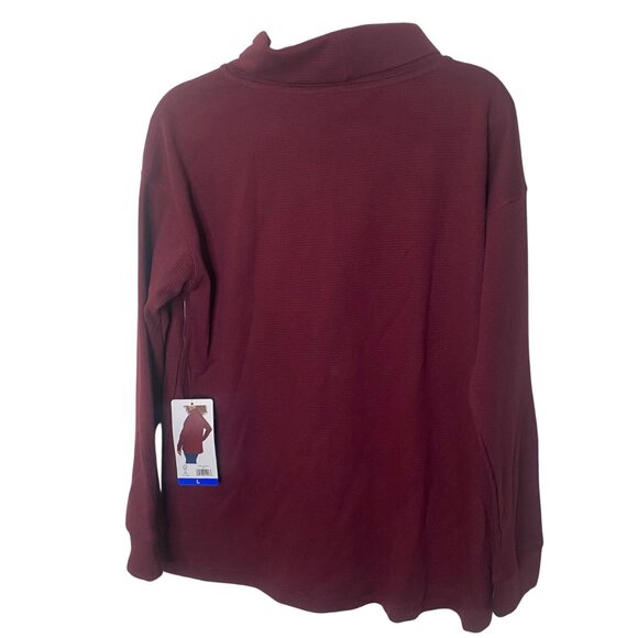 Lands End Turtle Neck Long Sleeve Top Womens L Cotton Blend Layering Relaxed Cas - Picture 3 of 9